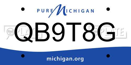 QB9T8G Michigan License Plate