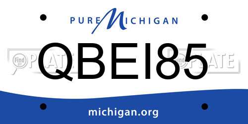 QBEI85 Michigan License Plate