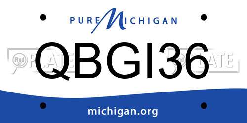 QBGI36 Michigan License Plate