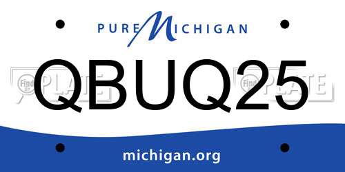 QBUQ25 Michigan License Plate
