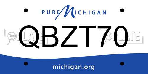 QBZT70 Michigan License Plate