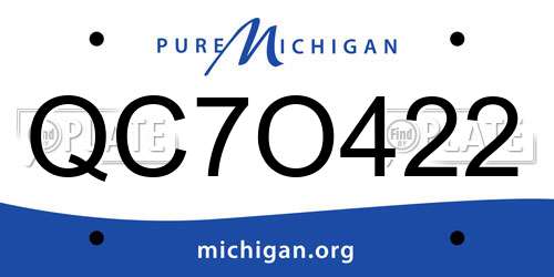 QC7O422 Michigan License Plate