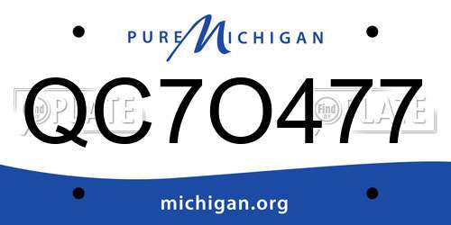 QC7O477 Michigan License Plate