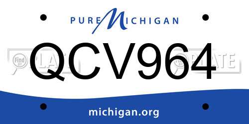 QCV964 Michigan License Plate