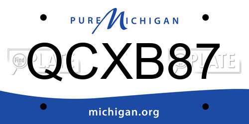 QCXB87 Michigan License Plate