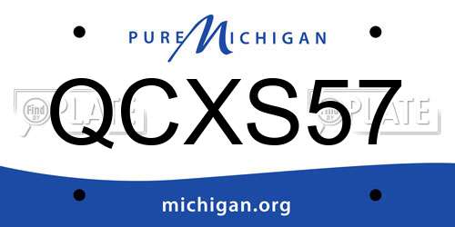 QCXS57 Michigan License Plate