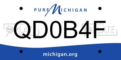 QD0B4F Michigan License Plate