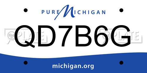 QD7B6G Michigan License Plate