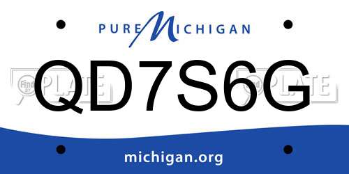 QD7S6G Michigan License Plate