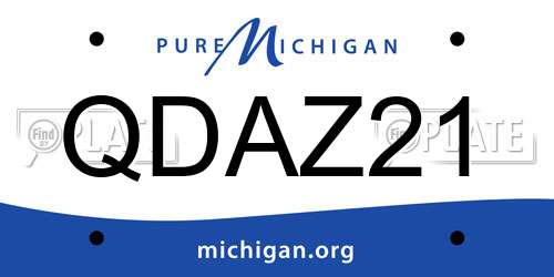 QDAZ21 Michigan License Plate
