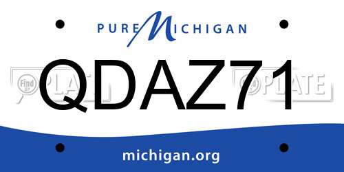 QDAZ71 Michigan License Plate