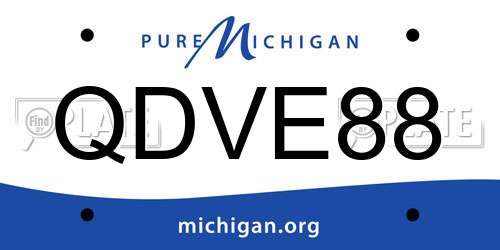 QDVE88 Michigan License Plate