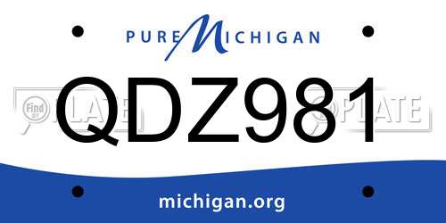 QDZ981 Michigan License Plate