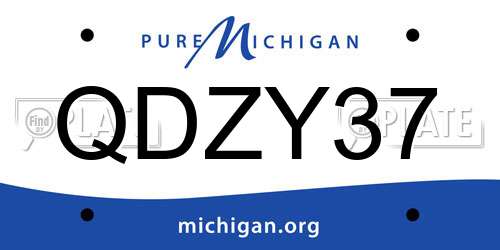 QDZY37 Michigan License Plate
