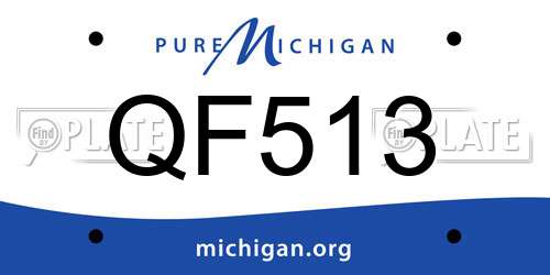 QF513 Michigan License Plate