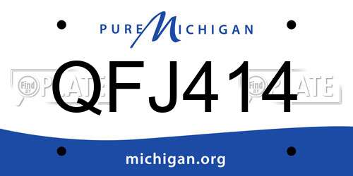 QFJ414 Michigan License Plate
