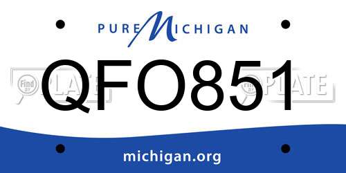 QFO851 Michigan License Plate