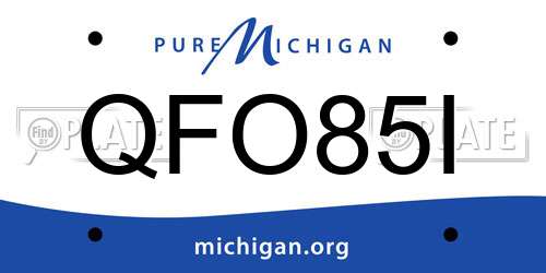 QFO85I Michigan License Plate