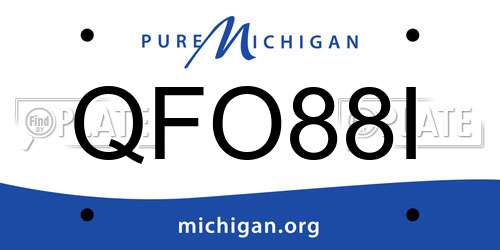 QFO88I Michigan License Plate