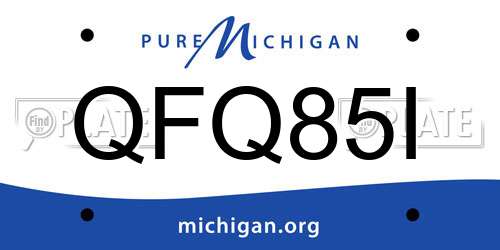 QFQ85I Michigan License Plate