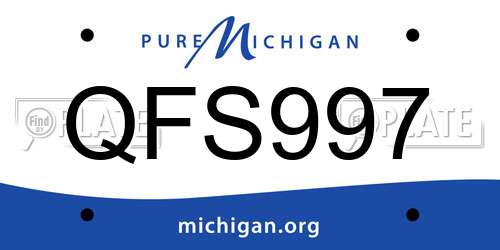 QFS997 Michigan License Plate