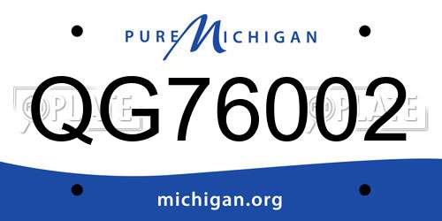 QG76002 Michigan License Plate