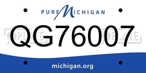 QG76007 Michigan License Plate