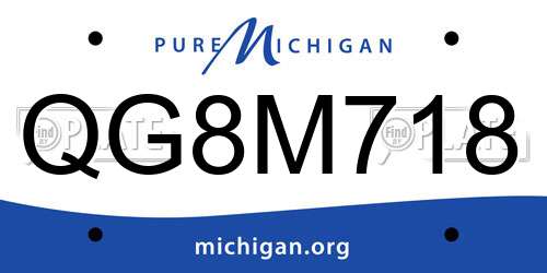 QG8M718 Michigan License Plate