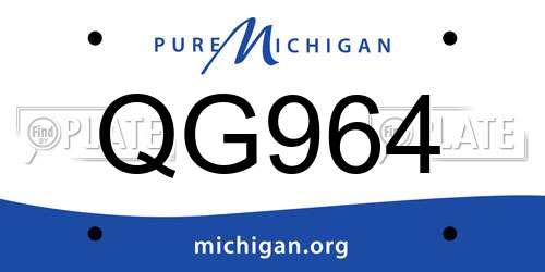 QG964 Michigan License Plate