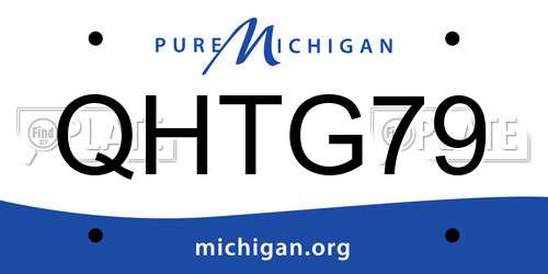 QHTG79 Michigan License Plate