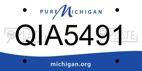 QIA5491 Michigan License Plate