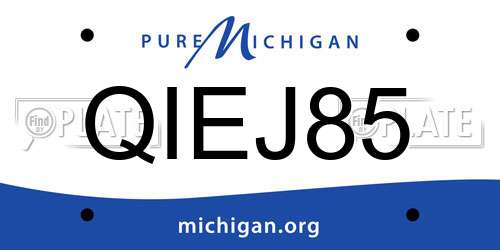 QIEJ85 Michigan License Plate