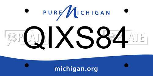 QIXS84 Michigan License Plate