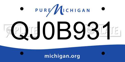QJ0B931 Michigan License Plate