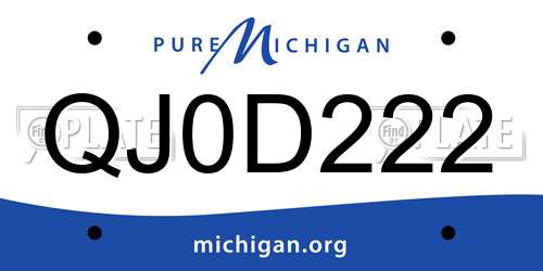 QJ0D222 Michigan License Plate