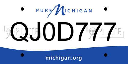 QJ0D777 Michigan License Plate