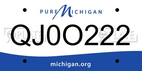 QJ0O222 Michigan License Plate