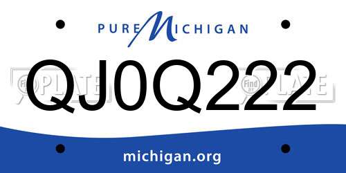 QJ0Q222 Michigan License Plate