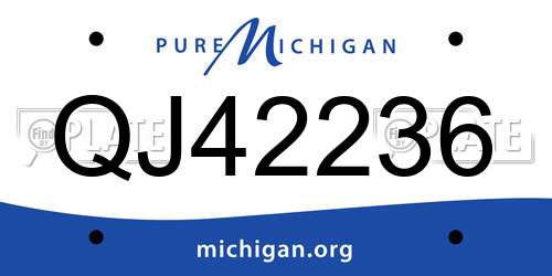 QJ42236 Michigan License Plate