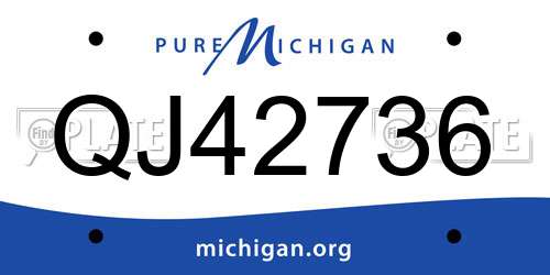 QJ42736 Michigan License Plate