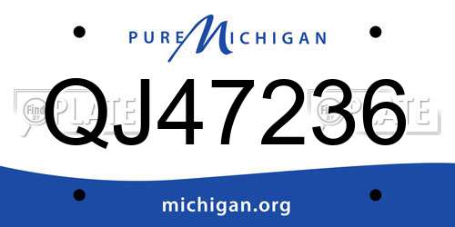 QJ47236 Michigan License Plate