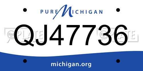 QJ47736 Michigan License Plate