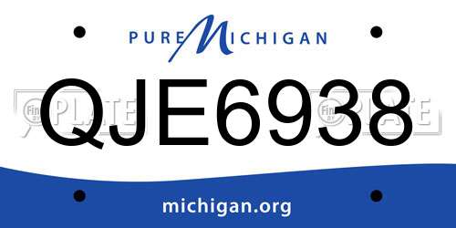 QJE6938 Michigan License Plate