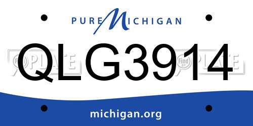 QLG3914 Michigan License Plate