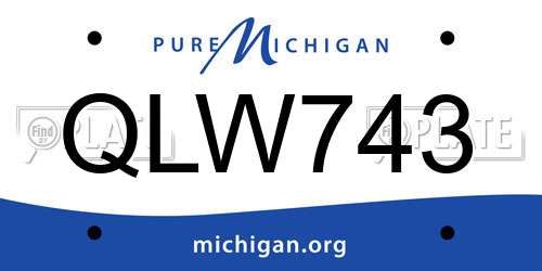 QLW743 Michigan License Plate