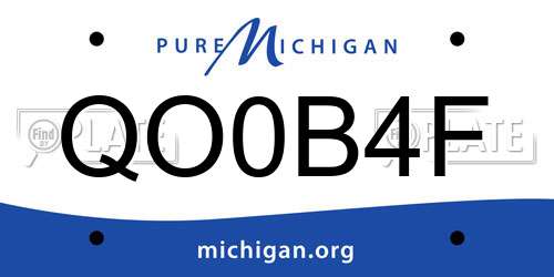 QO0B4F Michigan License Plate