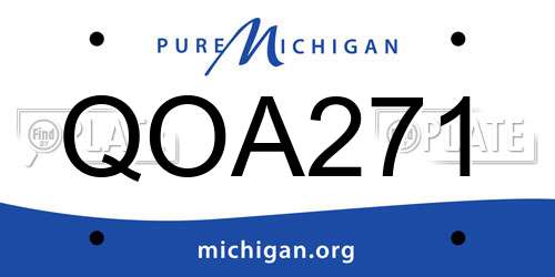 QOA271 Michigan License Plate