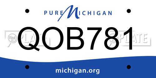 QOB781 Michigan License Plate