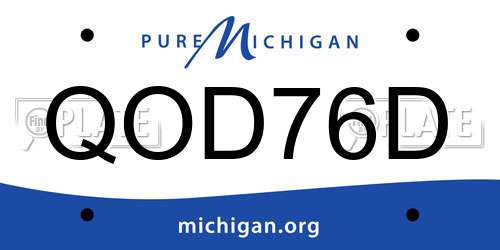 QOD76D Michigan License Plate