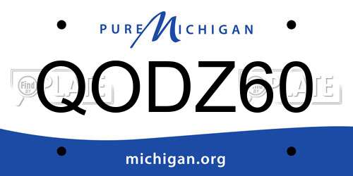 QODZ60 Michigan License Plate